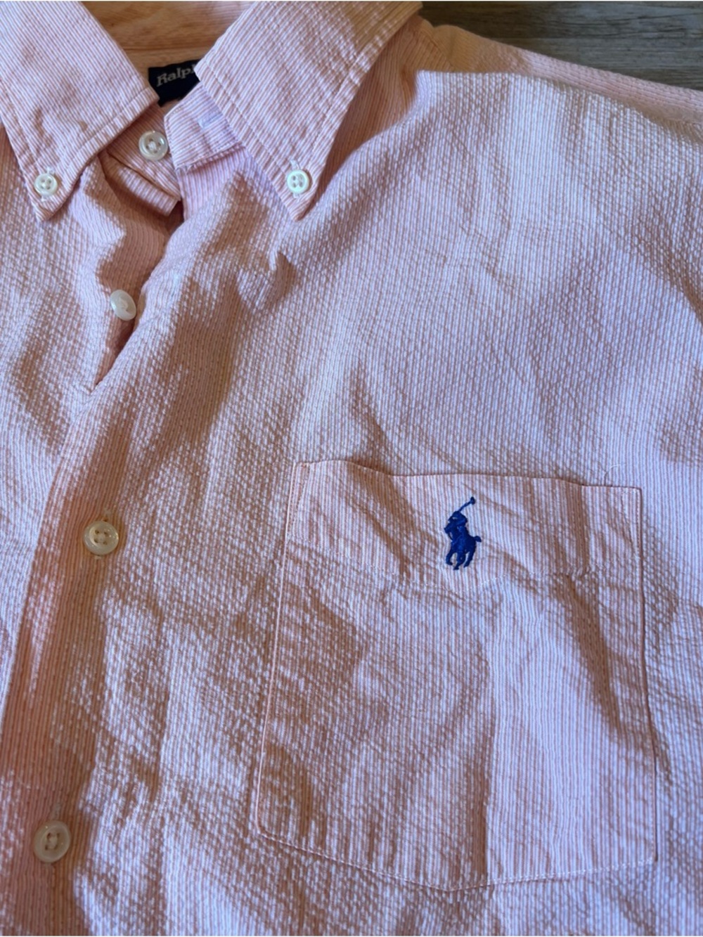 Polo Ralph Lauren orange/white pinstriped Buttondown Shirt Greggor 100% cotton L - Picture 3 of 9